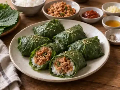 참치쌈장 깻잎쌈밥