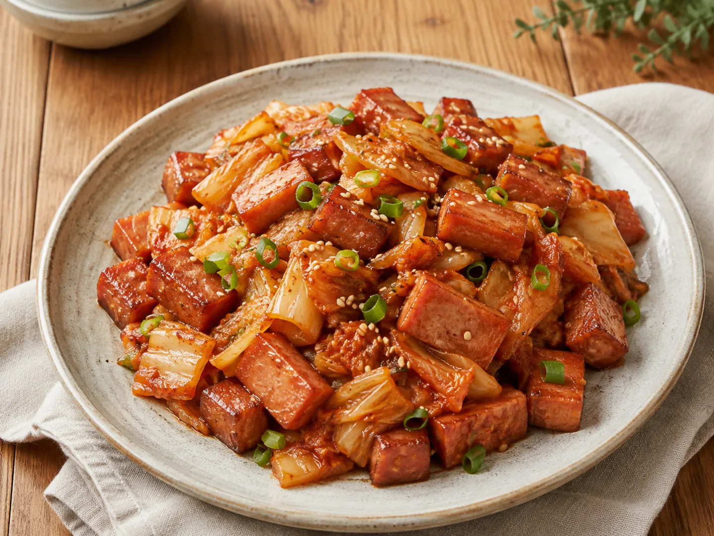 참기름 스팸김치볶음
