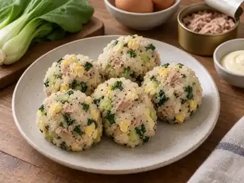 청경채 참치달걀 주먹밥