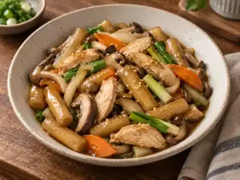 닭가슴살 버섯 간장떡볶이