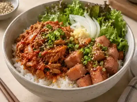 매콤 참치 캔햄덮밥