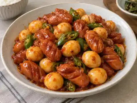 메추리알 소세지볶음