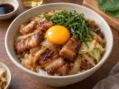노른자 삼겹살덮밥