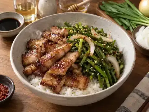 삼겹살 부추 비빔밥