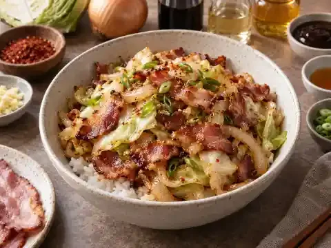 양배추 베이컨덮밥